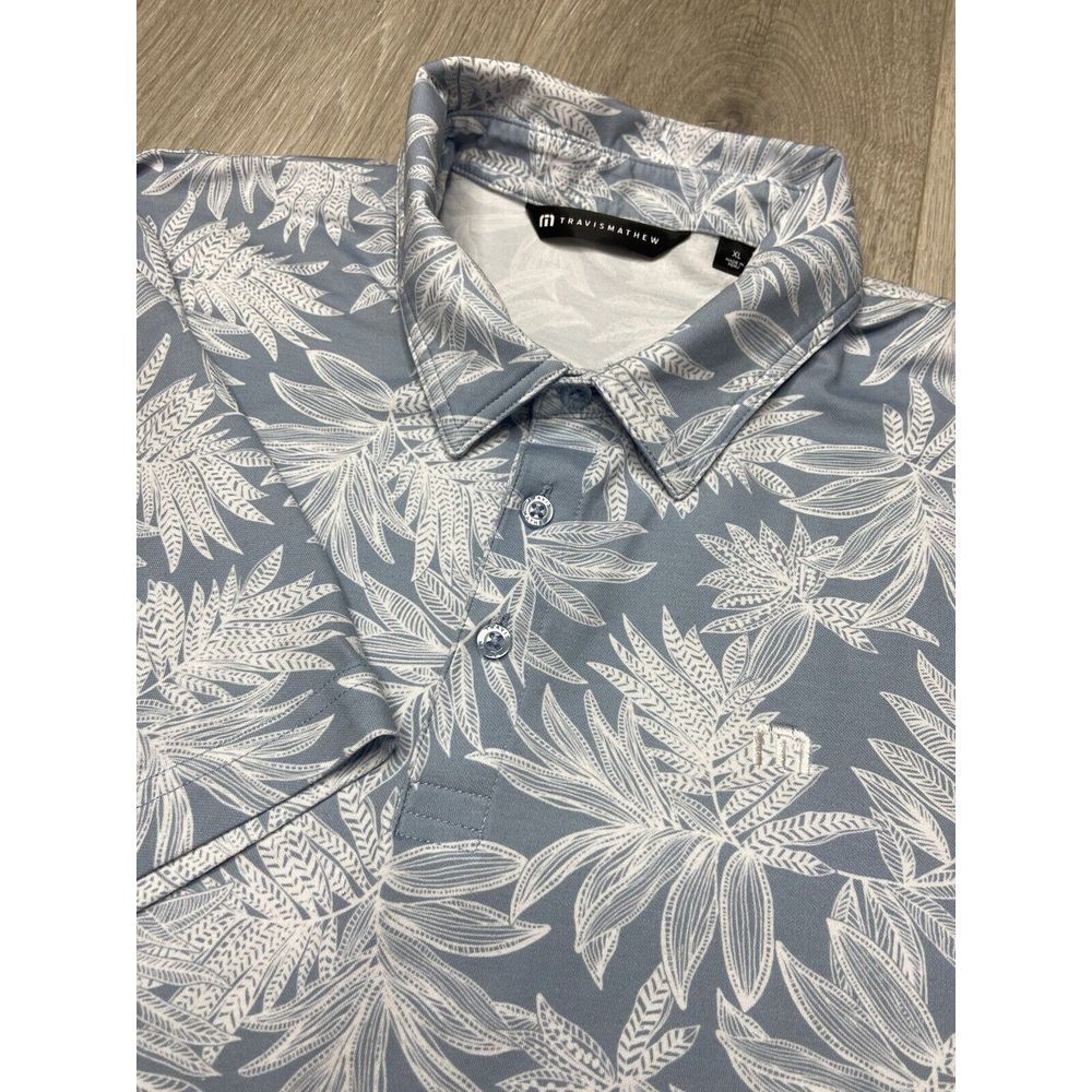 Travis Mathew Shirt Men XL Blue Sea Journey Golf Polo Tropic‎ Performance Resort